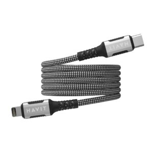 Havit CB6298 - Magnetinis C tipo USB laidas su žaibolaidžiu, 1 m (juodas)
