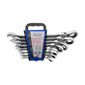 SILVER Kombinuotas veržliaraktis su terkšle ir lankstine jungtimi, rinkinys 8 vnt.