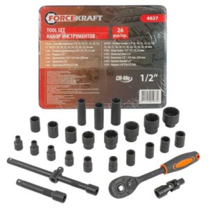 RAKTŲ RINKINYS 26 vnt. 1/2" 8-36 mm ĮDĖKLAS /FORCEKRAFT
