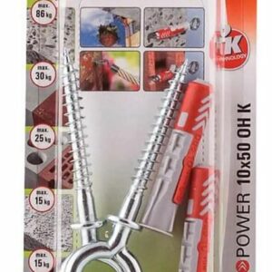FISCHER DUOPOWER kaištis 10x50 su ąsinio tipo kabliu /2vnt.