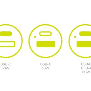 Mobile Origin automobilinis įkroviklis 60W USB-C ir USB-A, CA2 - Image 2