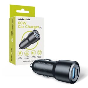 Mobile Origin automobilinis įkroviklis 60W USB-C ir USB-A, CA2