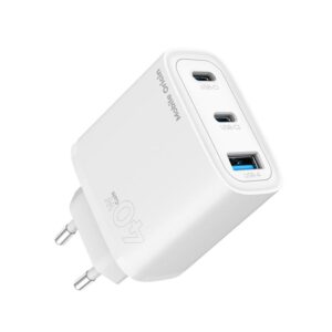 Mobile Origin GaN 40W Wall įkroviklis MO13, baltos spalvos 1 USB-A + 2 USB-C - Image 20
