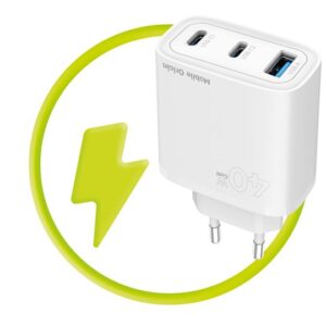 Mobile Origin GaN 40W Wall įkroviklis MO13, baltos spalvos 1 USB-A + 2 USB-C - Image 18