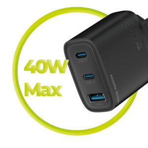Mobile Origin GaN 40W laidinis įkroviklis MO13, juodos spalvos 1 USB-A + 2 USB-C - Image 9