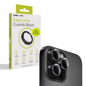 Mobile Origin Easy Lens Guards kameros apsauga, juodos spalvos - Apple iPhone 16 Pro / 16 Pro Max