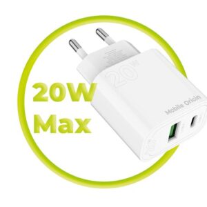 Mobile Origin PD20W Wall įkroviklis MO12, baltos spalvos 1 USB-A + 1 USB-C - Image 17