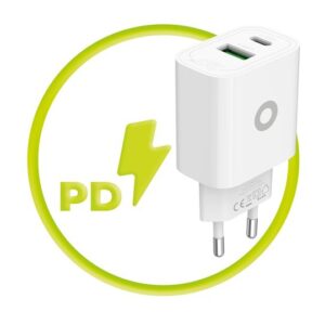 Mobile Origin PD20W Wall įkroviklis MO12, baltos spalvos 1 USB-A + 1 USB-C - Image 9