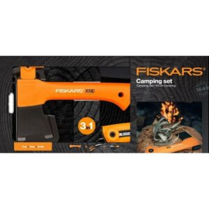 FISKARS KIRVIS X5 - XXS + PEILIS + PJŪKLAS .
