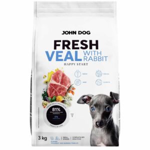 JOHN DOG Fresh Junior Small breeds Veal with rabbit - sausas maistas šunims - 3kg