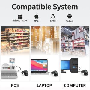 Qoltec 50853 Lazerinis brūkšninių kodų skaitytuvas 1D | 2D | Juoda - Image 2