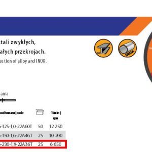 METALINIS PJOVIMO DISKAS INCOFLEX 230*1,9 PLIENAS+INOX - Image 1