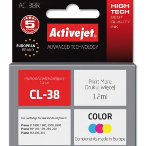 Activejet AC-38R rašalas (Canon CL-38 pakaitalas; Premium; 12 ml; spalvotas)