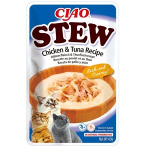INABA Ciao Stew Chicken & Tuna - šlapias kačių maistas - 40g - Image 1