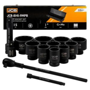 JCB SMŪGINIŲ RAKTŲ RINKINYS 15 vnt. 1" 12-kampiai (36-80 mm)