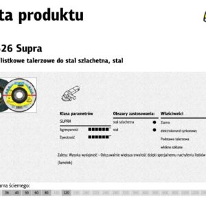KLINGSPOR LAMELINIS ŠLIFAVIMO DISKAS SMT626 125 P 40 SUPRA PLIENUI, INOX IŠGAUBTAS