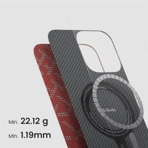 Pitaka Tactile Woven dėklas, PTK Red/Gold - Apple iPhone 16 Pro - Image 3