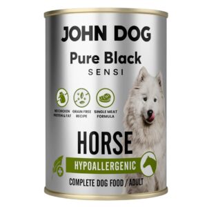 JOHN DOG Pure Black Sensi Hypoallergenic Horse - drėgnas ėdalas šunims - 400g