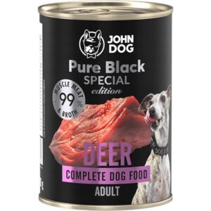 JOHN DOG Pure Black elnias - drėgnas ėdalas šunims - 800g