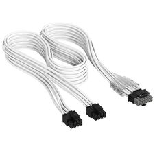 Corsair Premium Sleeved 2x 8-Pin to 12V-2x6 Cable, for Type-5 Power Supply - White