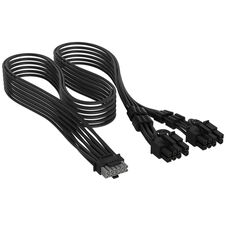 Corsair Premium Sleeved 12V-2x6 to 2x 6+2-Pin PCIe Cable, Universal - Black