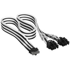 Corsair Premium Sleeved 12V-2x6 to 2x 6+2-Pin PCIe Cable, Universal - Black/White