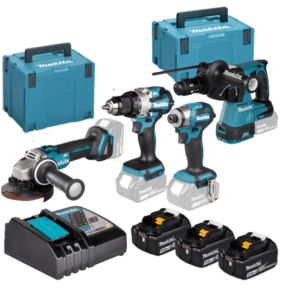 MAKITA KOMPLEKTAS COMBO 18V DLX4196JX1 (DDF489, DGA504, DTD173, DHR243) 3x5,0Ah 2xMP
