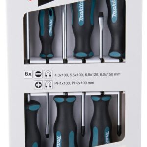 MAKITA ATSUKTUVŲ RINKINYS 6 vnt. (SL4,0 x 100 / SL5,5 x 100 / SL6,5 x 100 / SL8 x 100 / PH1 x 100 / Ph2 x 100)