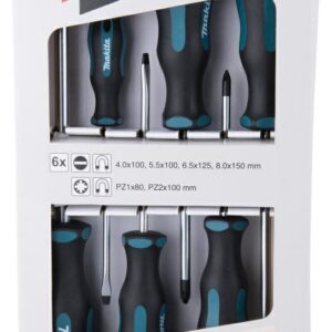 MAKITA ATSUKTUVŲ RINKINYS 6 vnt. (SL4,0 x 100 / SL5,5 x 100 / SL6,5 x 125 / SL8 x 150 / PZ1 x 80 / PZ2 x 100)