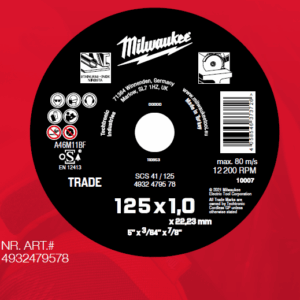 MILWAUKEE Pjovimo diskas 125x1mm TRADE