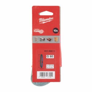 MILWAUKEE BEGALINĖS ŠLIFAVIMO JUOSTOS 10mm x 330mm P 60 /10vnt.