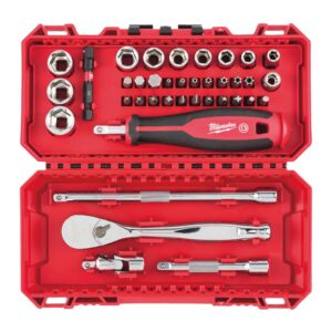 MILWAUKEE 1/4" GALVUČIŲ RINKINYS SU REKETU 38vnt.
