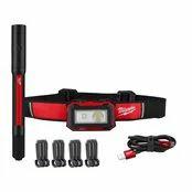 MILWAUKEE PROŽEKTORIUS ANT GALVOS IRHL450 USB 450lm + PROŽEKTORIUS IRPL250 USB 250lm IRHL450PL250