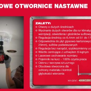 MILWAUKEE REGULIUOJAMAS SKYLIAPJŪKLIS 51-178mm GIPSKARTONIUI.