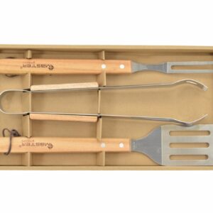 MASTER GRILL GRILIO ĮRANKIŲ RINKINYS 3vnt. MEDINĖMIS RANKENOMIS