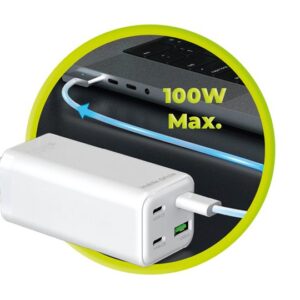 Mobile Origin GaN 100W Compact MultiHub įkroviklis PW18 su 3x USB-C + USB-A - Image 4