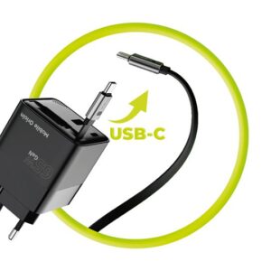 Mobile Origin 65W GaN Display įkroviklis PW2 - USB-C Self-Retracting kabelis + USB-C + USB-A - Image 7