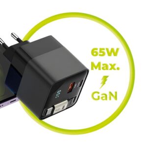 Mobile Origin 65W GaN Display įkroviklis PW2 - USB-C Self-Retracting kabelis + USB-C + USB-A - Image 18