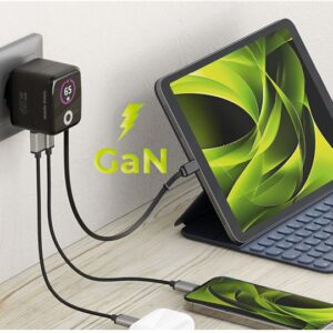 Mobile Origin 65W GaN Display įkroviklis PW3 - USB-C Self-Retracting kabelis + USB-C + USB-A - Image 7