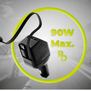 Mobile Origin 90W automobilinis įkroviklis CA22 - USB-C + USB-A, 2x USB-C kabelis - Image 10