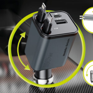 Mobile Origin 4in1 50W automobilinis įkroviklis CA28 - USB-C + USB-A, USB-C and Lightning Cable  - Image 8