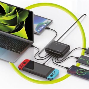 Mobile Origin GaN 140W Travel įkroviklis Hub PW12 EU/UK/US, 3x USB-C + 3x USB-A - Image 4