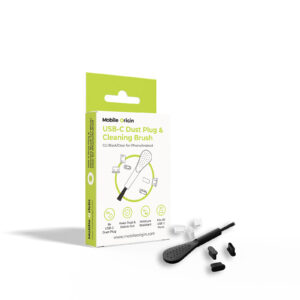 Mobile Origin USB-C Dust Plug & Cleaning Brush CL1 juodos spalvos/Clear for Apple iPhone/Android