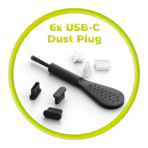 Mobile Origin USB-C Dust Plug & Cleaning Brush CL1 juodos spalvos/Clear for Apple iPhone/Android - Image 15