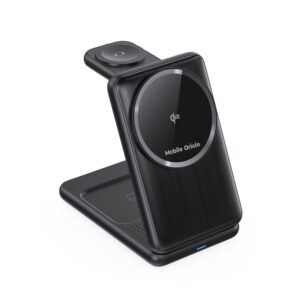 Mobile Origin 3in1 sulenkiamas Qi2 įkroviklis PW8, juodos spalvos - Image 2