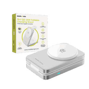 Mobile Origin 3in1 Qi2 25W Foldable Charging Stand PW35,MagSafe Compatible - Silver