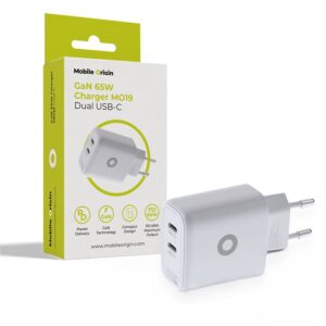 Mobile Origin GaN 65W įkroviklis TÜV, MO19 - Dual USB-C