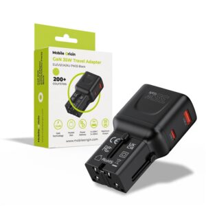 Mobile Origin 35W kelioninis įkroviklis, EU/US/UK/AU PW25, juodos spalvos