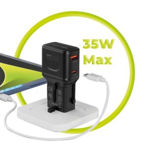 Mobile Origin 35W kelioninis įkroviklis, EU/US/UK/AU PW25, juodos spalvos - Image 14