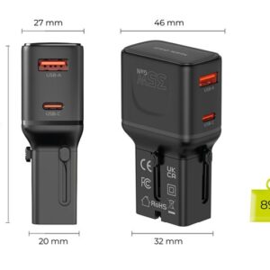 Mobile Origin 35W kelioninis įkroviklis, EU/US/UK/AU PW25, juodos spalvos - Image 18